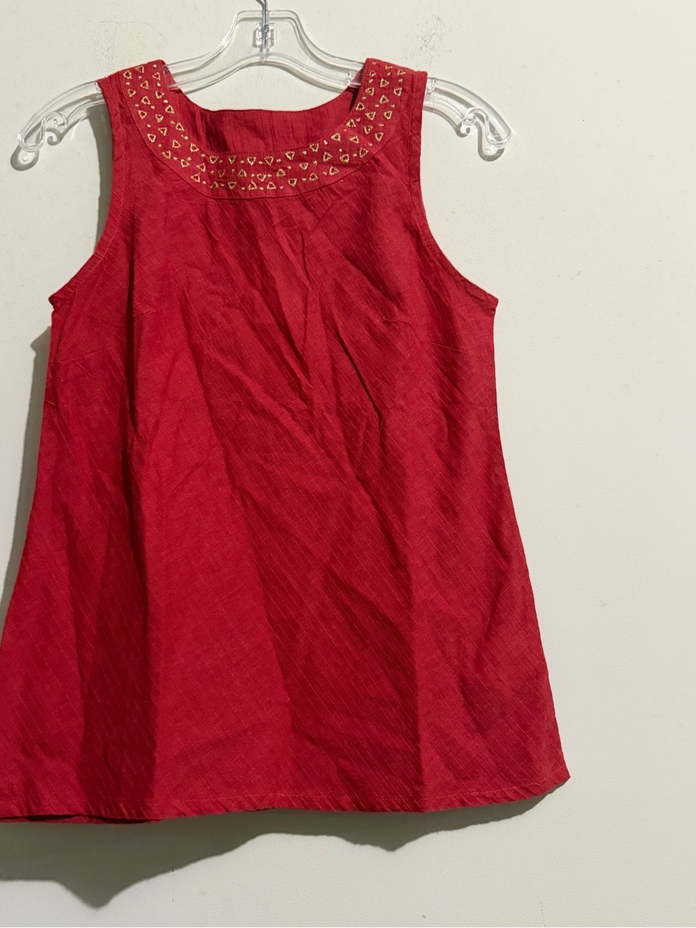 fabindia Red Cotton Ribbed Top with Tag